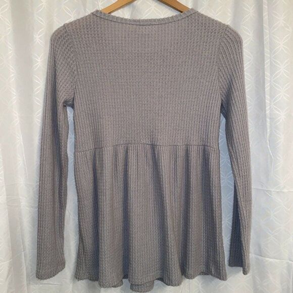 Everly Empire Waist Peplum Gray Waffle Sweater Sm - Picture 5 of 5